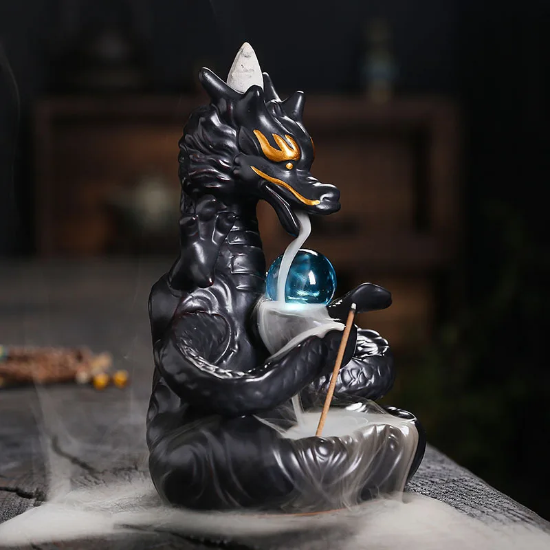 1piece Creative Incense Burner with Backflow Feature Lucky Feng Shui Chinese Loong for Zen Home Decoration (Without Incense)