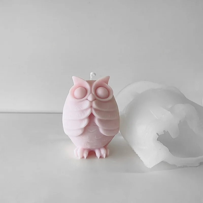 3D Cartoon Owl Silicone Mold DIY Aroma Candle Plaster Ornaments Mould Cute Animal Owl Handmade Soap Candle Making Supplies