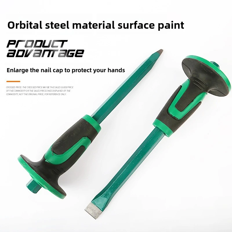 

Tungsten Steel Alloy Steel Mason Chisel with Protective Hand Flat Head Pointed Head Super Hard Flat Chisel Stone Breaking Tool