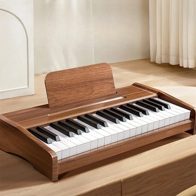 37‑Key Wooden Kids Electronic Piano, Children Music Enlightenment Musical Instrument Toy for Beginners Birthday Gift