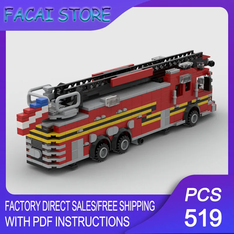 

Fire Fighting Model Moc Building Bricks Modular BRFD Ladder Model Technology Blocks Christmas DIY Toy Construction Gifts