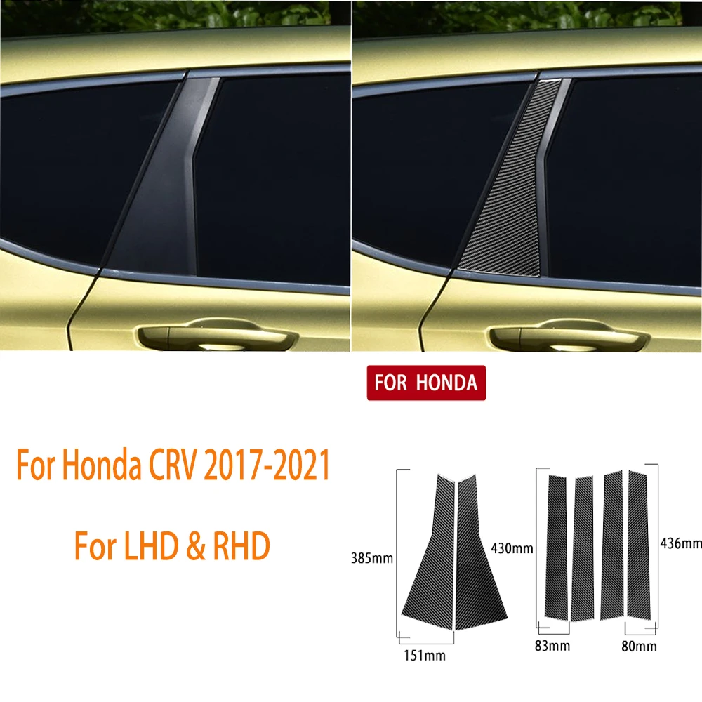 For Honda CRV 2017-2021 Real Carbon Fiber B Pillar 6 Pieces Decoative Set Cover Car Intreior Accessories Modify Sticker