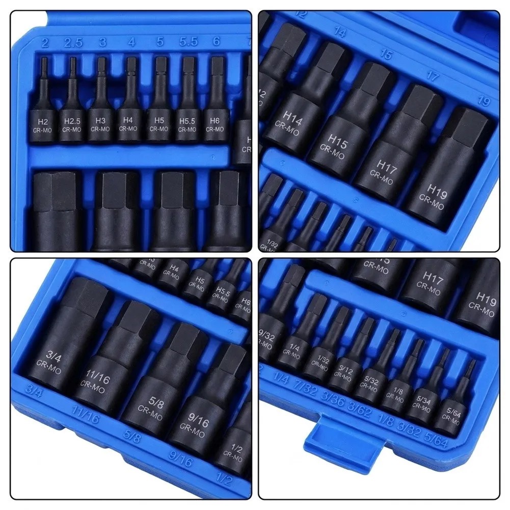 Hex Wrench Set 32-Piece Includes Socket Bits and Screwdrivers for General Repair Compatible with Metric and Bolts