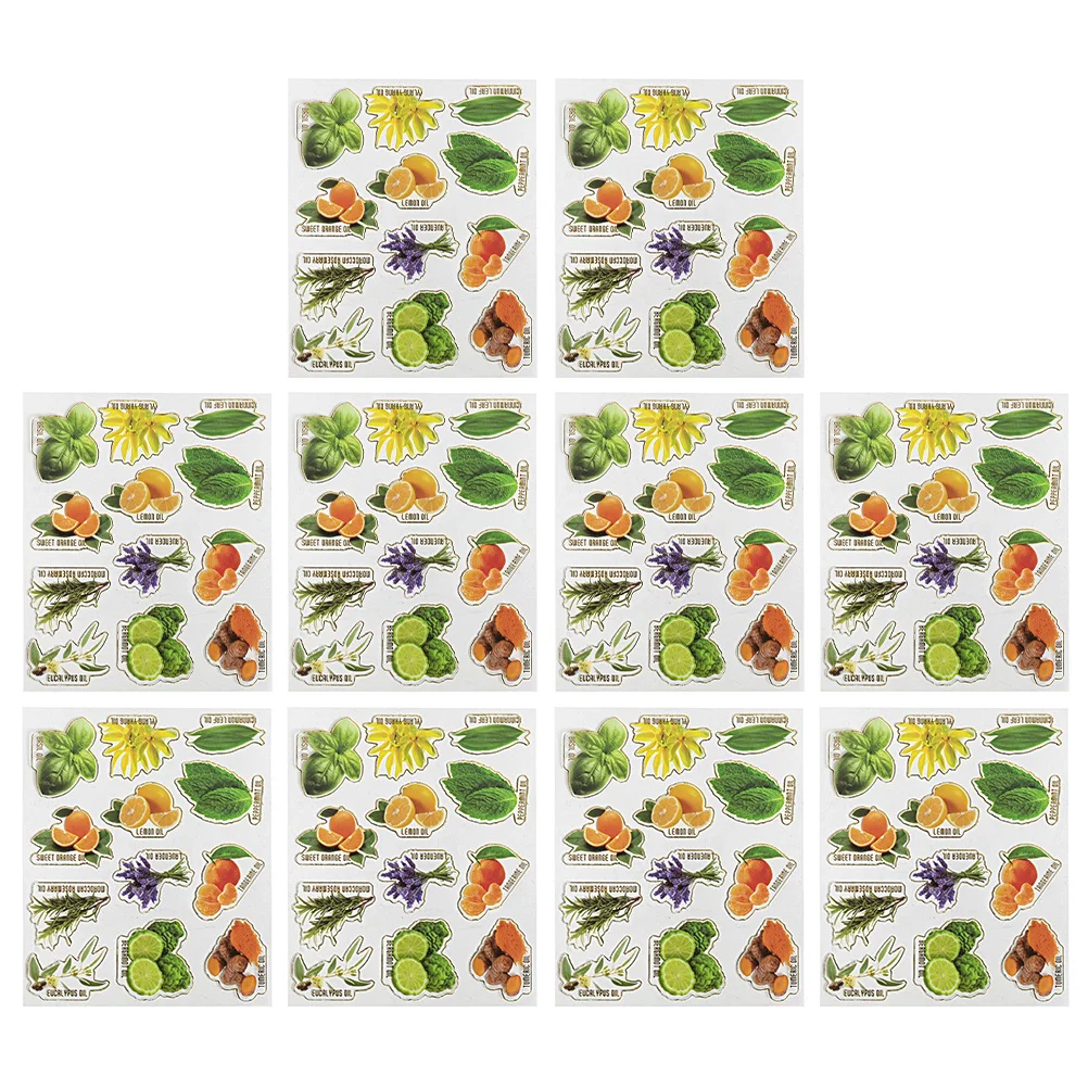 

10 листов этикеток для бутылок, набор наклеек для эфирных масел, контейнеры «сделай сам», клейкие водонепроницаемые наклейки, организация