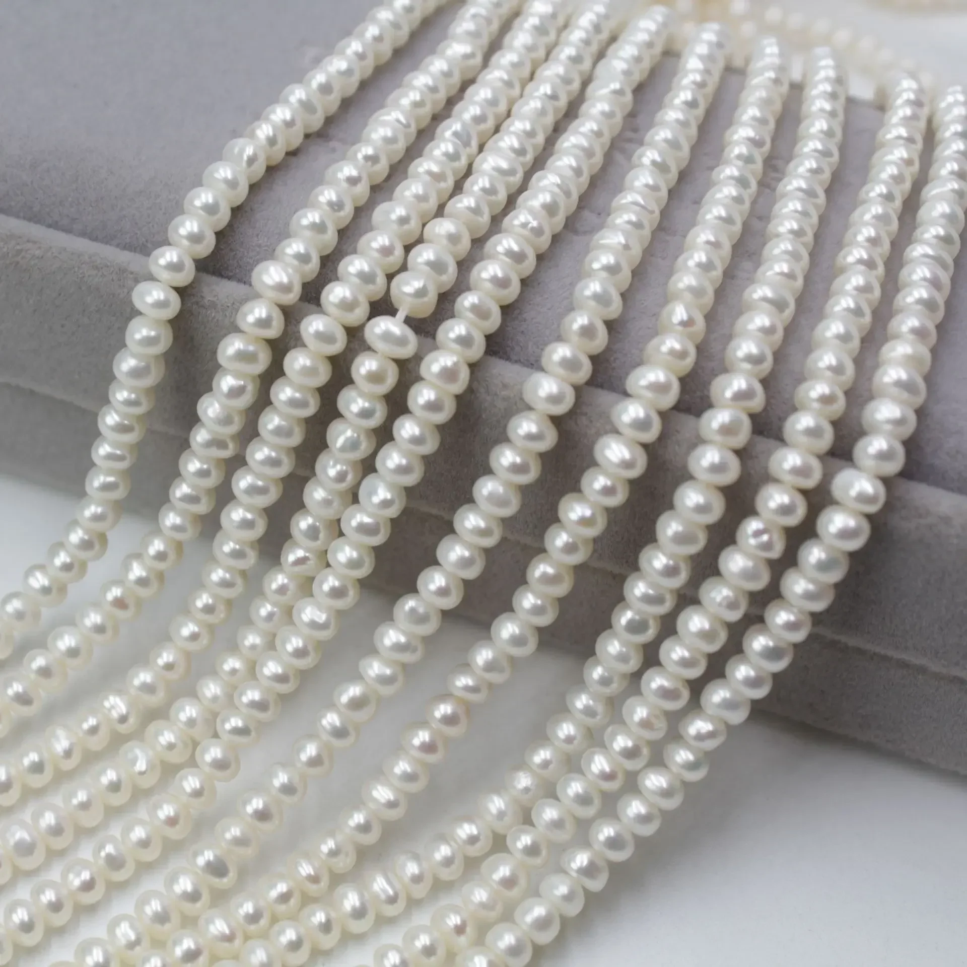 4-5mm 4A Hot Sale Creamy Natural Freshwater White Flat Pearl Loose Bead Women Gift Jewelry MakeDIY Necklace Bracelet Accessories