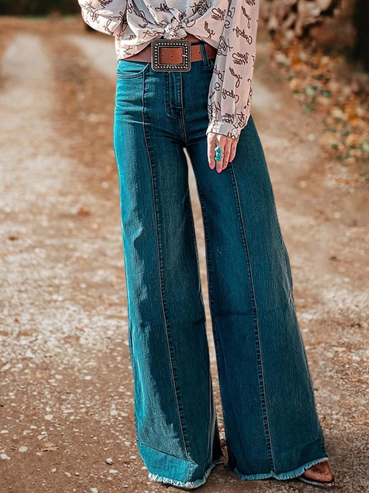 Vintage Washed Wide Leg High Rise Jeans