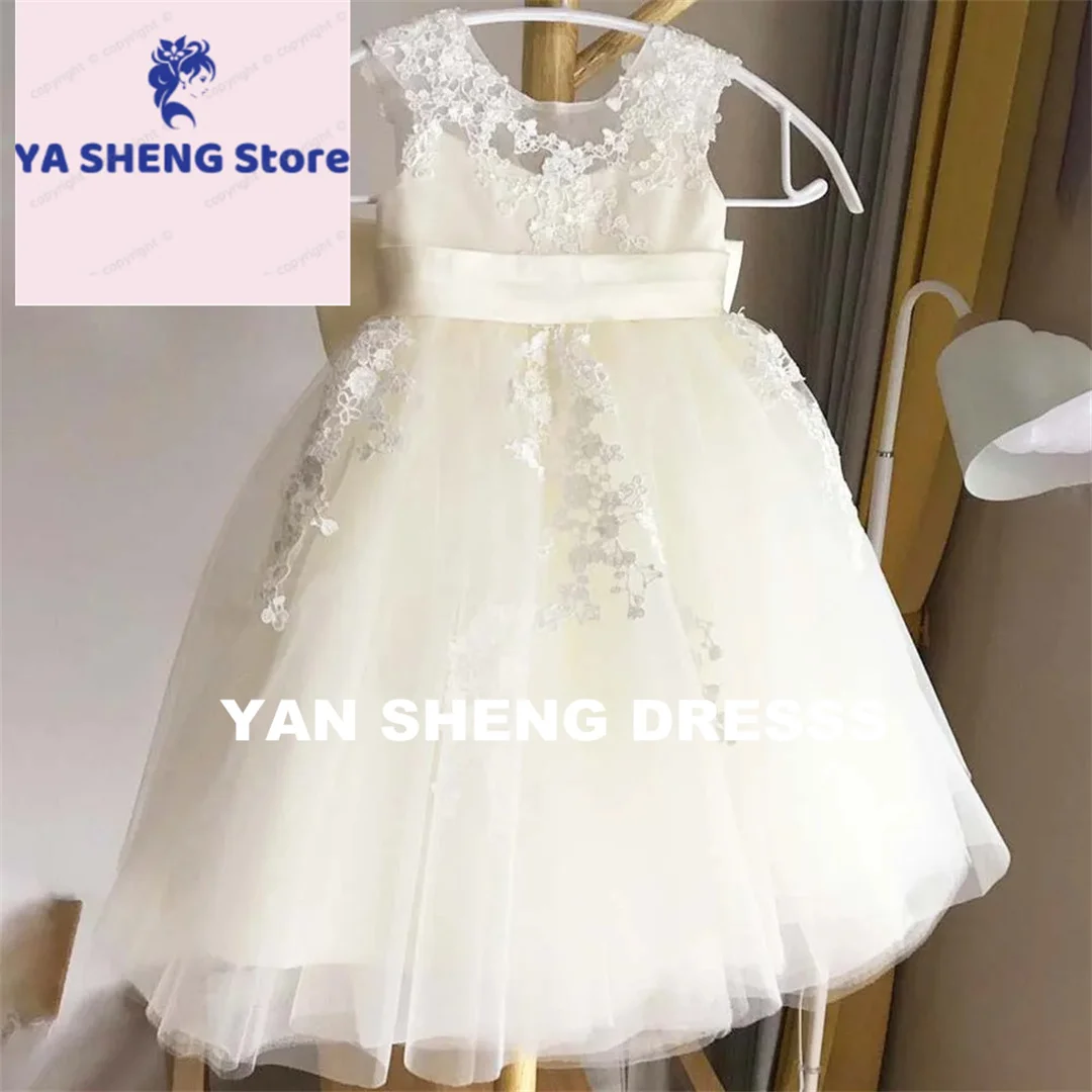 

Customized Pink Tulle Applique Mother Daughter Matching Dresses Flower Girl Dress For Wedding Kids Birthday Party First Communio