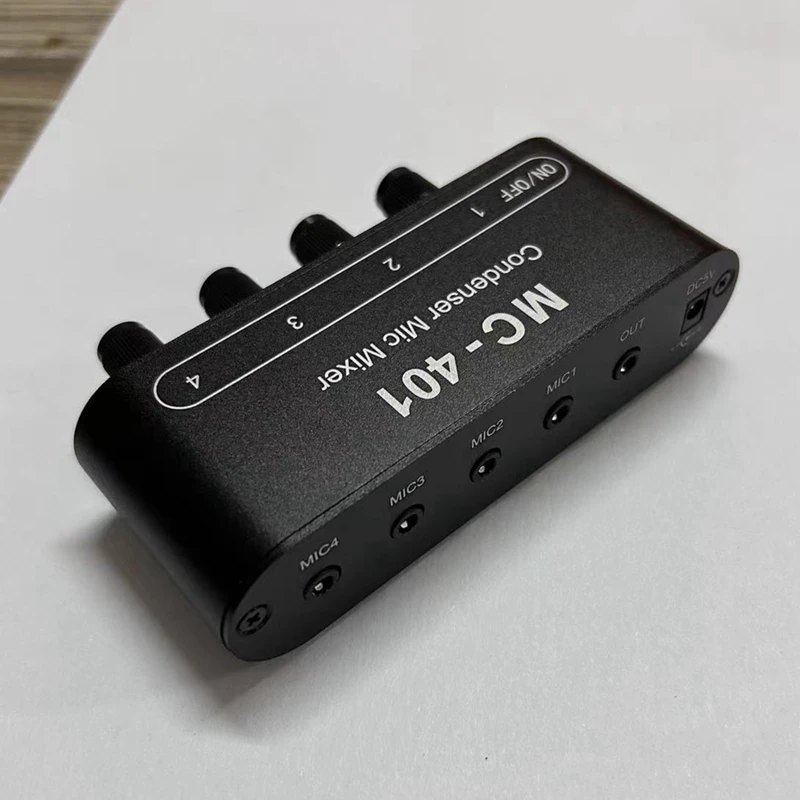 Stereo Audio 1 wyjście 4 wejście mikrofon mikrofon pojemnościowy mikser Extender płyta dźwięku DIY słuchawki wzmacniacz MC-401