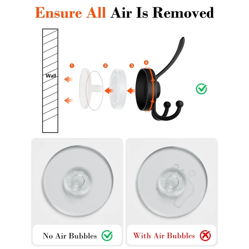 

AAAN-Vacuum Power Suction Cup Hooks, Heavy Duty Shower Hooks For Inside Use, No Drill Towel Hooks For Bathroom Wall