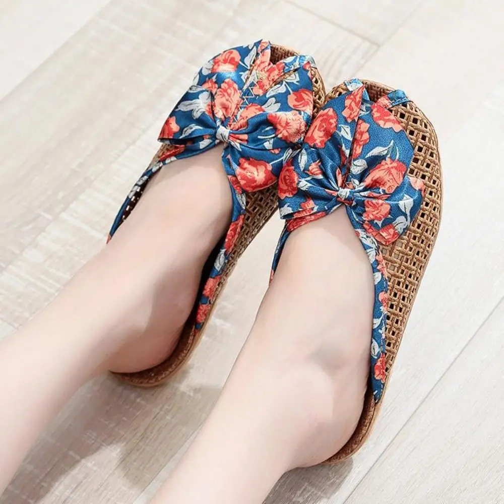 امتصاص العرق الحلو القوس الكتان النعال الجوف خارج اللمحة تو مغلقة اصبع القدم الصنادل عدم الانزلاق أحذية القش النسيج النعال في الهواء الطلق #4