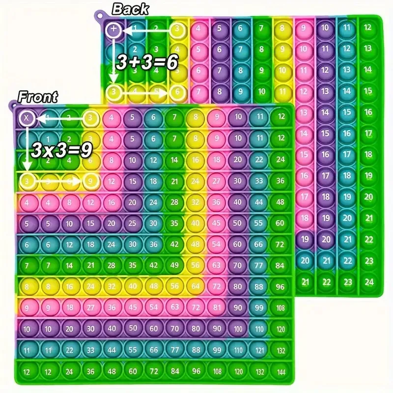 Jouet d'apprentissage et éducatif pour enfants 12x12, Table de Multiplication alphanumérique, jouets à presser, jouet de soulagement de la pression pour enfants