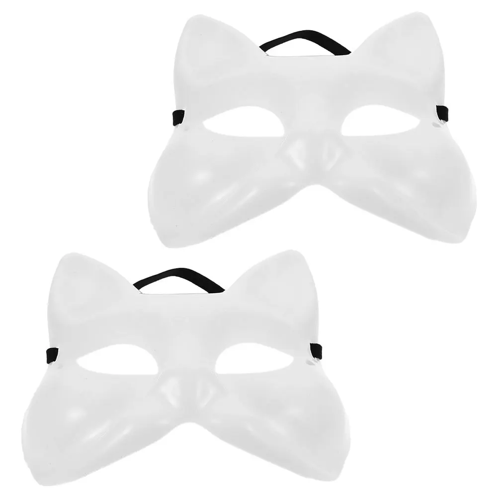 

2Pcs Blank Fox Masks Masquerade Party Unpainted Supplies Halloween Carnival Creative Mask Prop Blank Masks