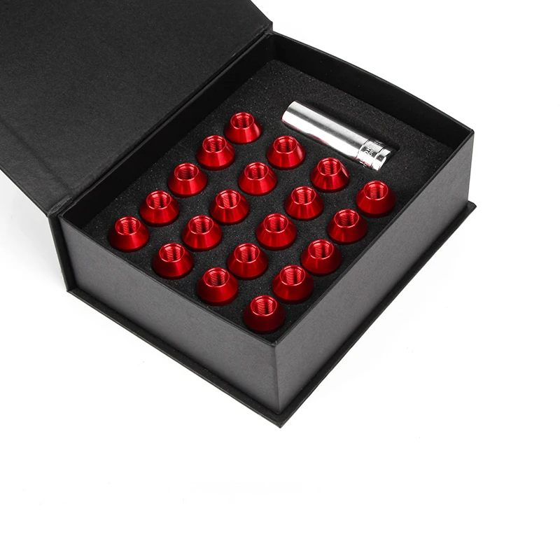 20pcs M12x1.5 Wheel Lug Nuts Hex 19MM 7075-T6 Aluminum Alloy Closed End Tire Lug Nuts Replacement for Car Accessories Tool