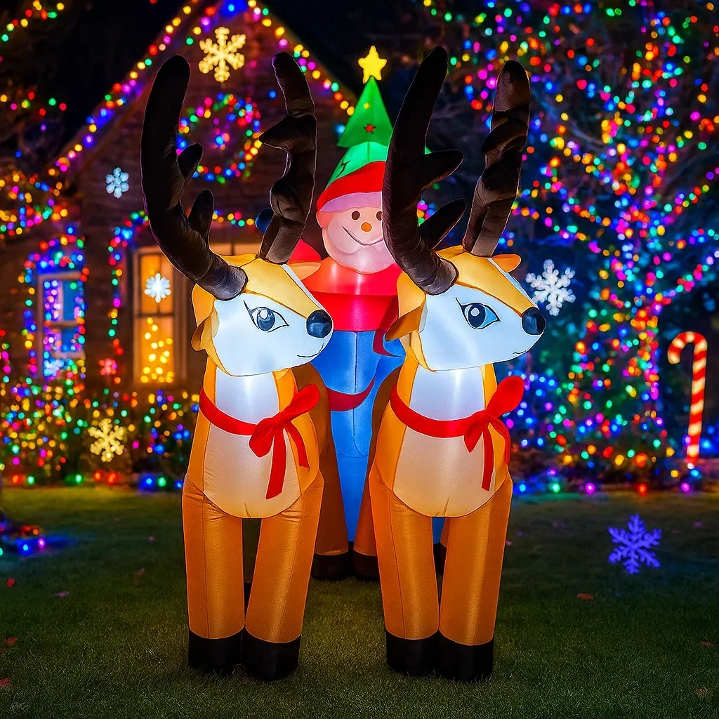 2.6 متر/8.5FT عيد الميلاد الديكور لعبة قابلة للنفخ سانتا كلوز الرنة مزلقة ساحة المنزل زخرفة مع LED ديكور لعبة حفلة عيد الميلاد #5