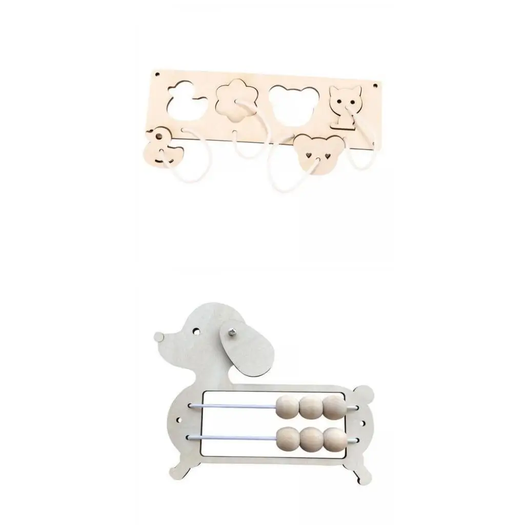 2pieces Wooden Busy Board DIY Accessories for Teaching Educational Sensory Toy