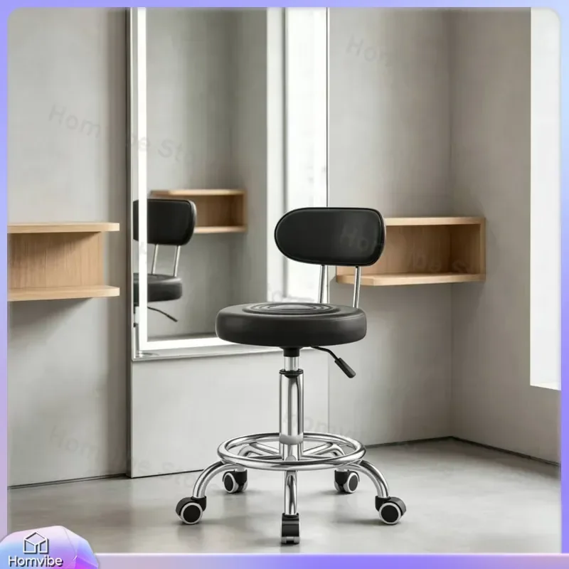 Adjustable Bar Stool Swivel High Chair with Backrest Modern Round Lift Stool for Home Kitchen Beauty Salon Counter Seat