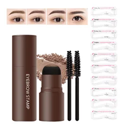 1 Set Feathery Eyerows Stamp Eyebrow Shaping Kit Waterproof Hairline Enhance Eyebrow Dyeing Powder Eye Brow Card Brush Setting