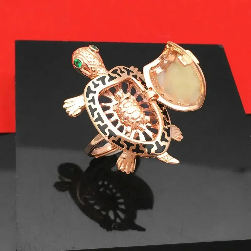 Distinctive Creative Idea Tortoise Rings for Women Fashionable Charms High-level Can Open Design Plated Rose Gold Jewelry