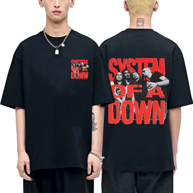 

Limited System of A Down Graphic Print T-shirt Men Women Vintage Rock Oversized T Shirt Men's 90s Alternative Metal Streetwear