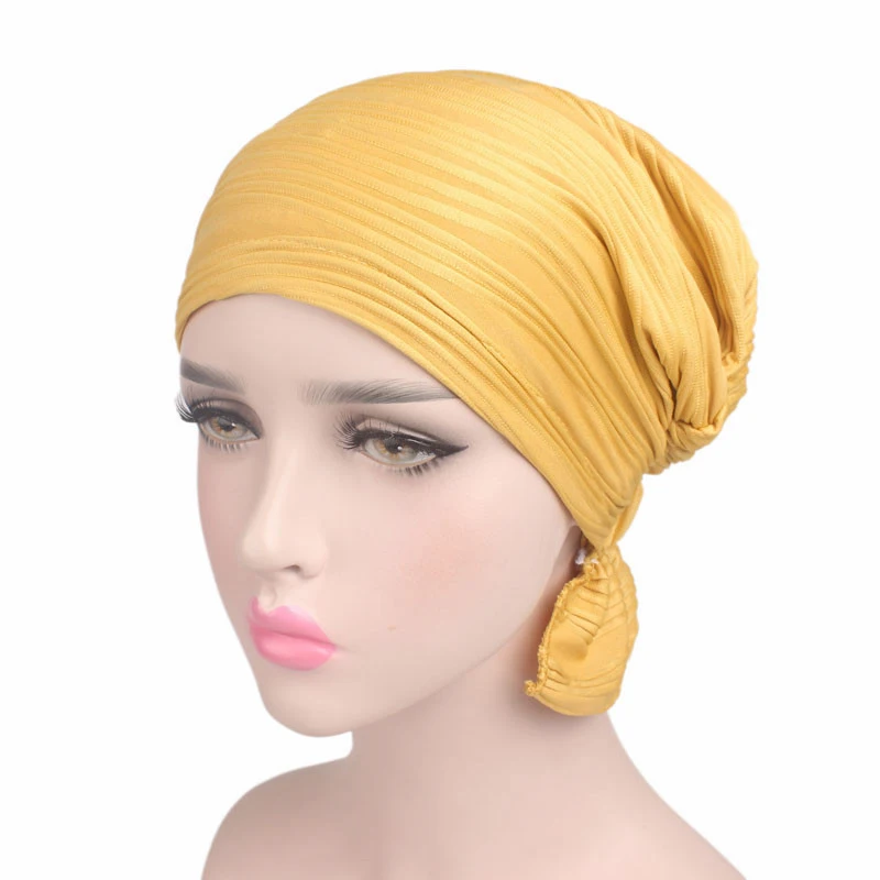 

NEW Women's Cotton Chemo Hat Beanie Turban Head cap Headwear for Cancer Muslim solid color