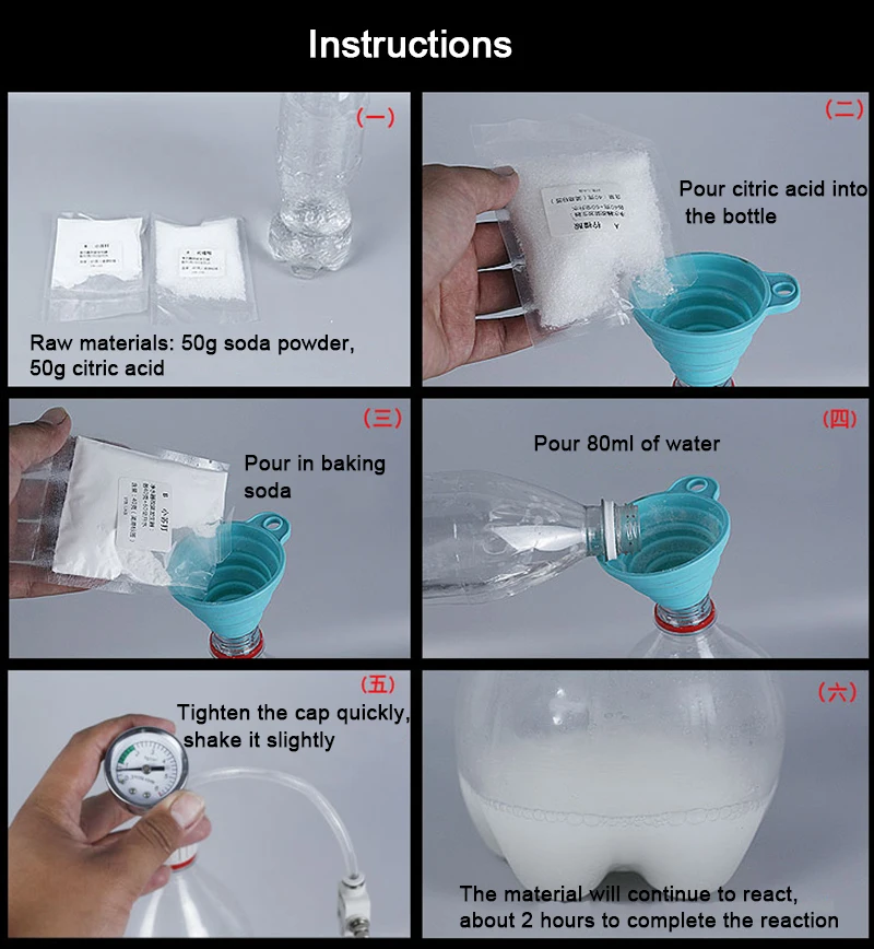 Aquarium CO2 Generator Reactor Citric Acid Baking Soda Powder Fish Tank Plants DIY CO2 System Kit Accessories for Home Cleaning