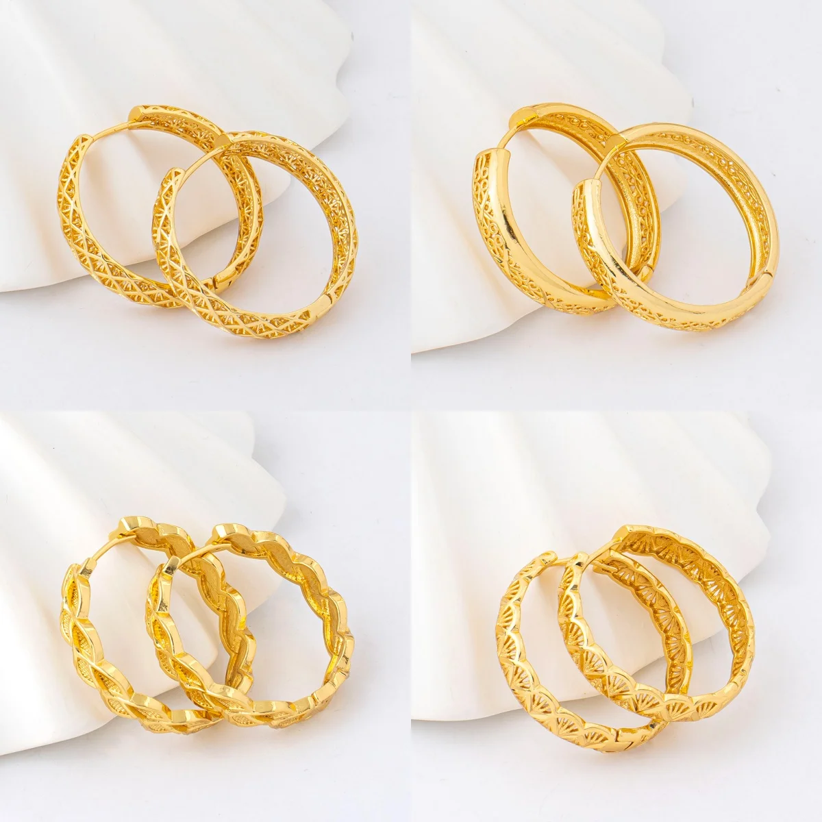 

Hoop Earings for Women 4sets Women Accessories 2026 Trend Earrings Gold Plated Jewelry Wedding Bride Gifts Wholesale