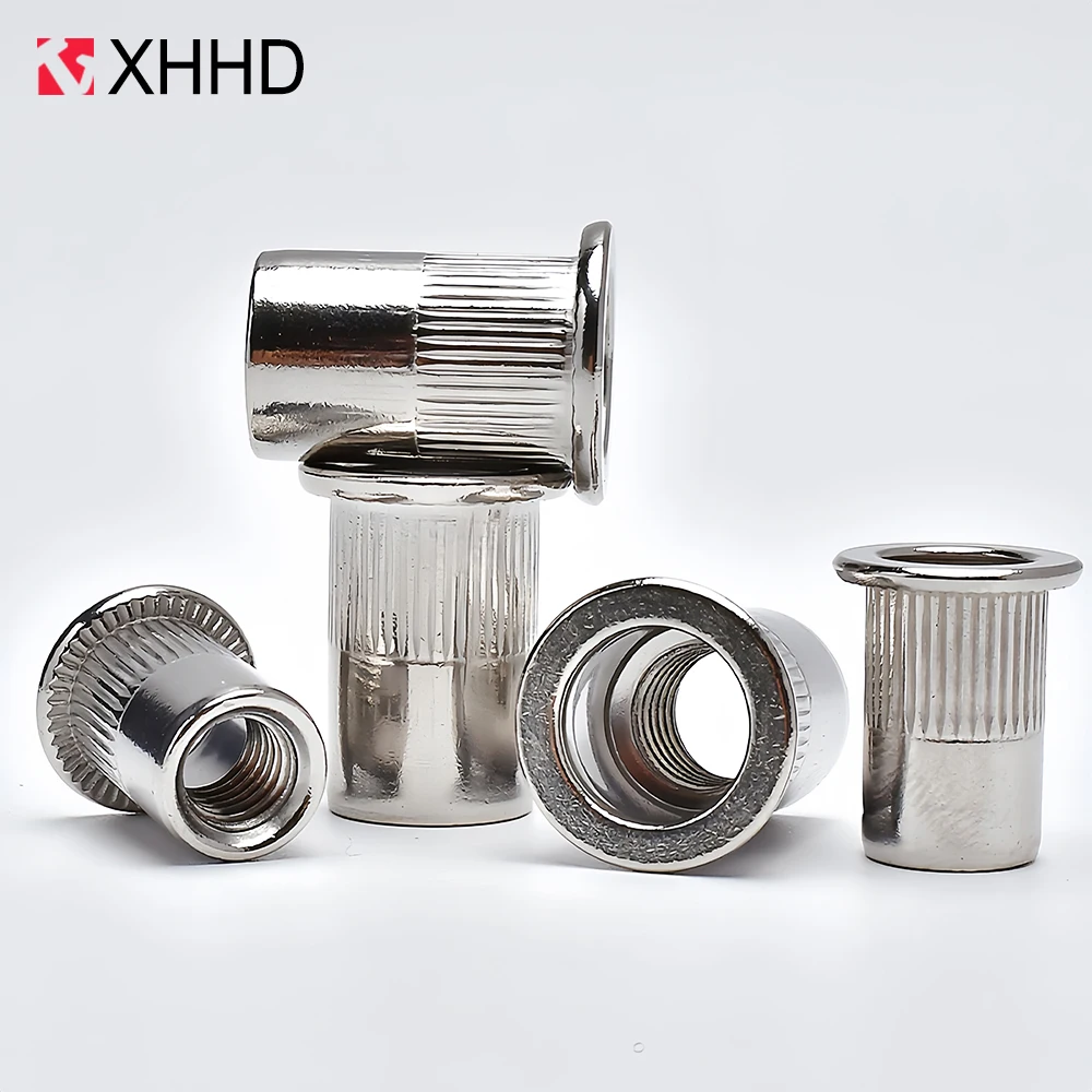10/20/50PCS 304 Stainless Steel Rivets Nuts Insert Flat Head Threaded Nut M3 M4 M5 M 6M8 M10 M12 Riveter Nutsert
