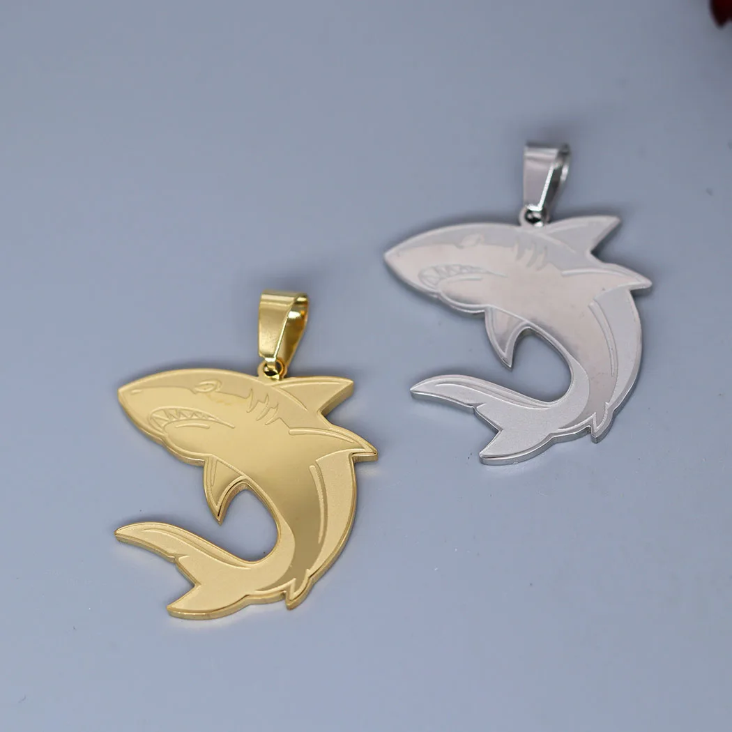 2Pcs/lot Stainless Steel Shark Sea Animal Charm For Necklace Bracelets Jewelry Crafts Making Handmade Stainless Steel Charm