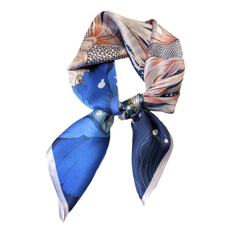 

100% Real Silk Scarf Natural Women Square Neck Scarves Bag Ties Shawl Bandana Foulard Female Small Scarfs For Ladies New