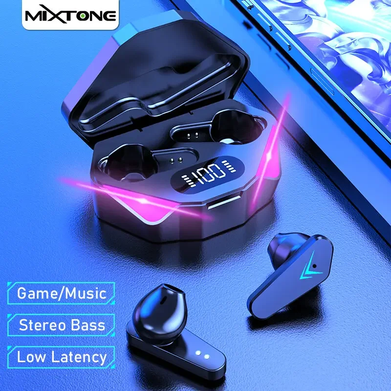 MIXTONE X15 Gaming Earbuds Wireless Earphone Bluetooth 5.0 Low Latency Touch Control Noise Cancelling Microphone