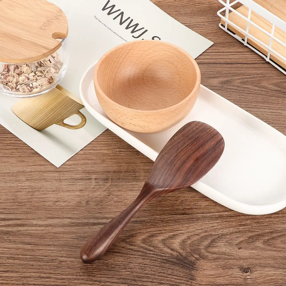 Black Walnut Coffee Honey Spoons Wooden Japanese Style Stir Long Scoop Large Soup Rice Spoon Kitchen Tableware Gift