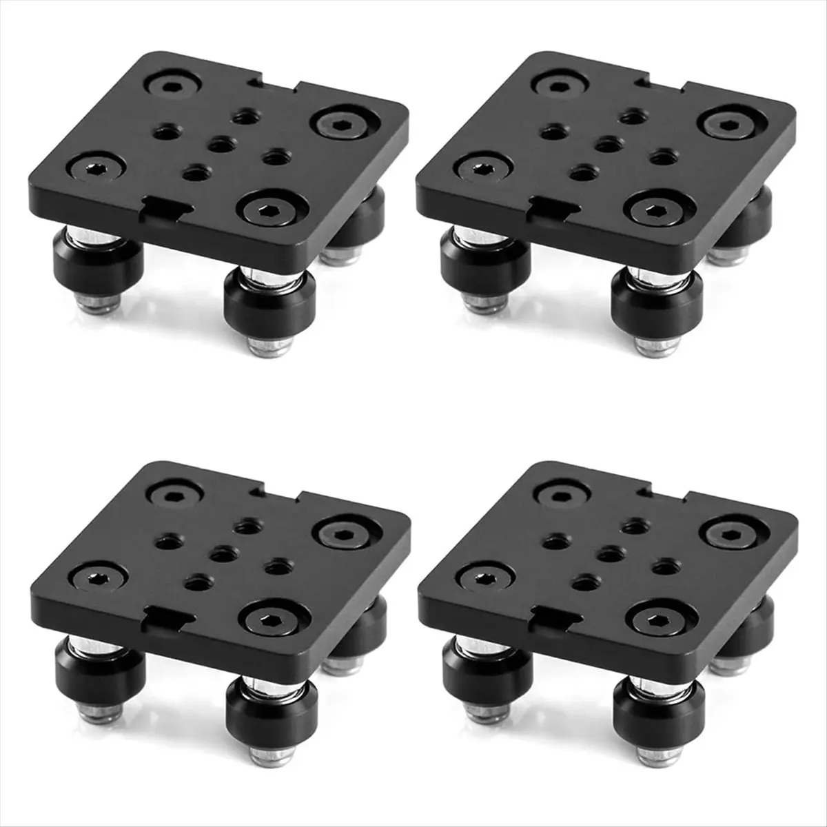 AA80 4pcs Small V-Wheel Plate Gantry Rod Plate with Wheel, for 2020 Aluminum Profile, CNC and 3D Printer Parts Black Wheel