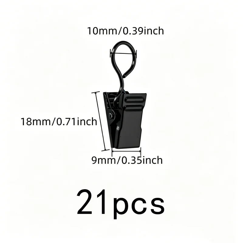 21 pcs Metal Circle Hangers, Firm Non-Slip Hold, Home Decoration Bedroom Window Drapery, Easy Curtain Install