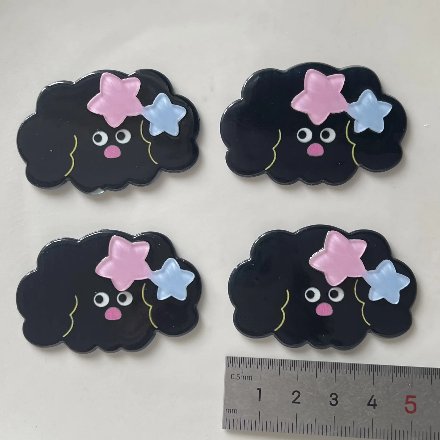 2pcs miniso series black dog cartoon resin flatback cabochons diy crafts materials jewelry making charms