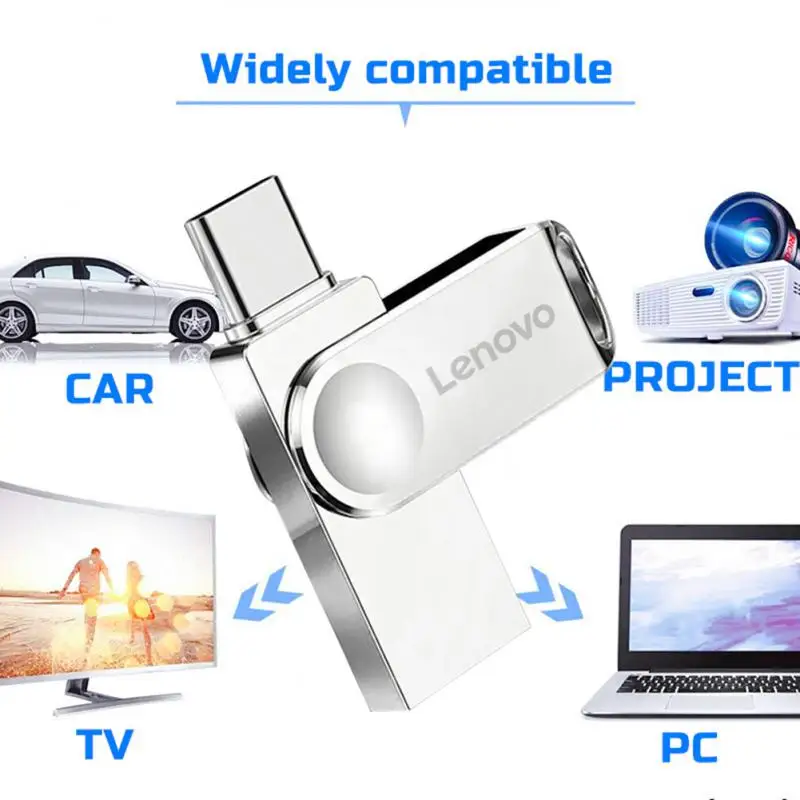 لينوفو-محرك أقراص فلاش معدني عالي السرعة ، جهاز تخزين الذاكرة ، USB ، قرص U للكمبيوتر الشخصي ، قلم 1 + ، 2GB