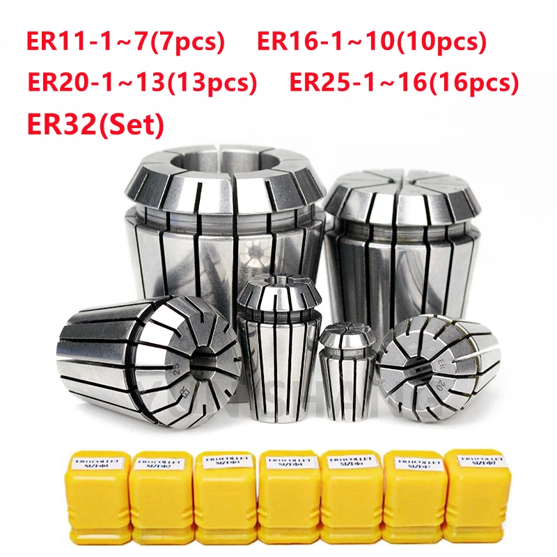 ER Collet 1Set ER11 ER16 ER20 ER25 ER32 ER Chuck Spring Collet CNC Milling Tool Holder Engraving Machine Lathe Accessory