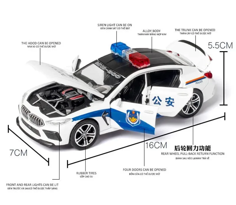1/32 合金ダイキャスト M8 警察モデルおもちゃの車シミュレーションサウンドライトプルバック 6 ドアオープンおもちゃの車子供のためのギフト