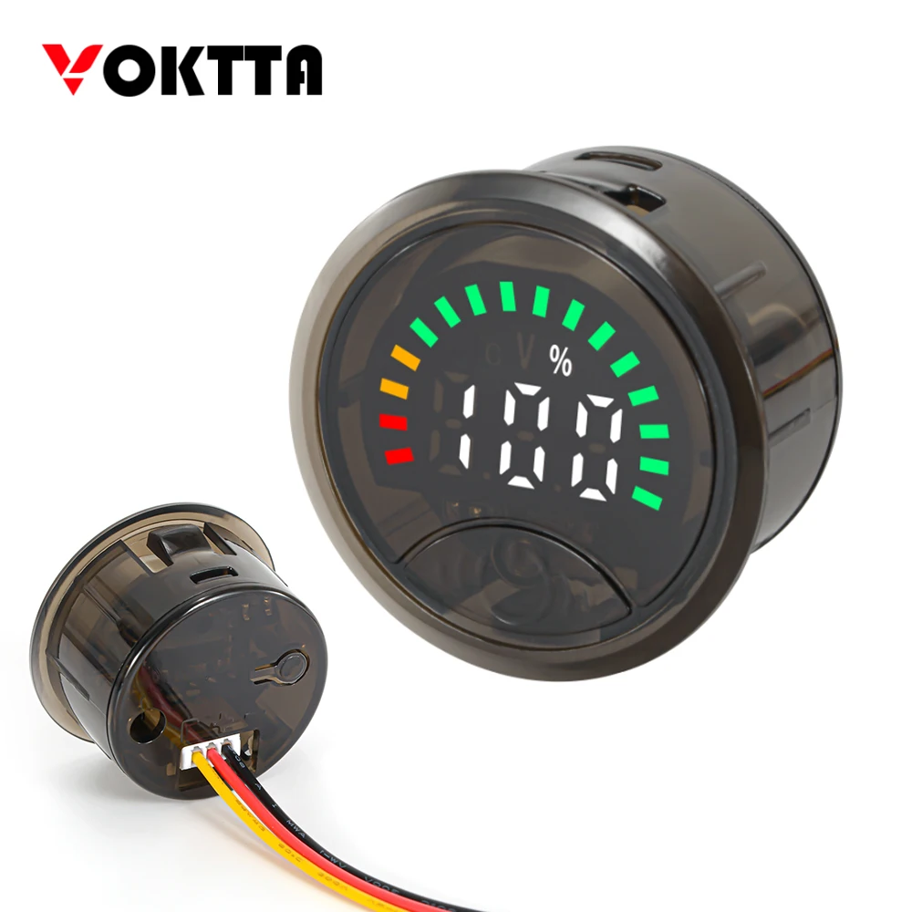 Digital Voltage And Power Indicator Dc7-100V Two-Wire Circular Digital Voltmeter Power Indicator With Power-Off Memory Function