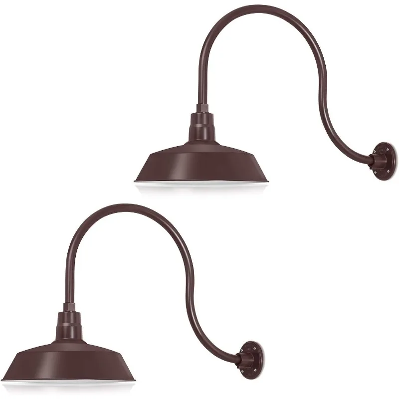 14in. Architectural Bronze Outdoor Gooseneck Barn Light Fixture With 24in. Long Extension Arm - Wall Sconce Farmhouse