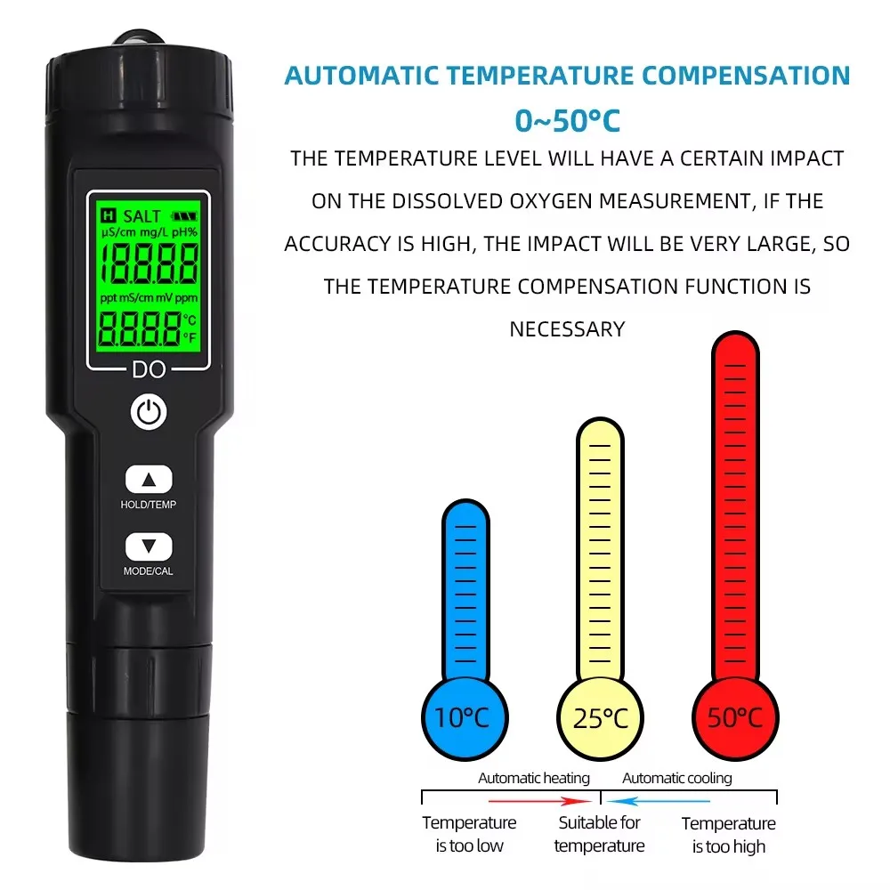 Professional DO9100 Dissolved Oxygen Meter Digital DO Test Water Quality Analyzer for Seawater Freshwater Fish Tank Aquaculture