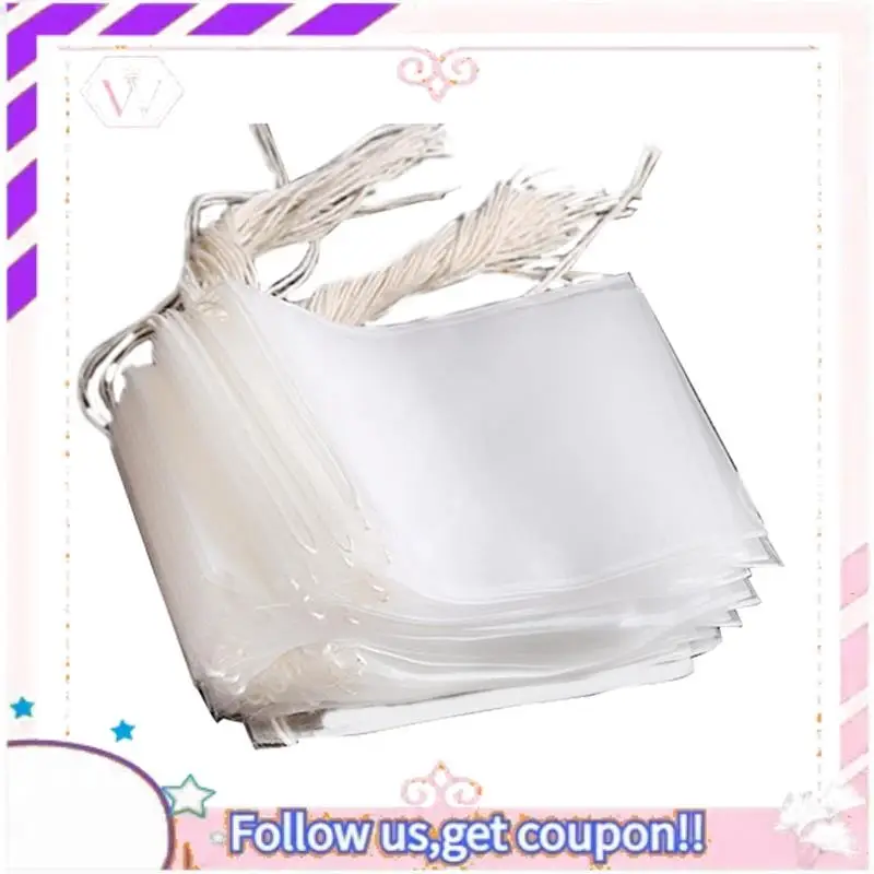 

Y74A-100-Pack Disposable Tea Bag Filter Bags Food Grade Non Woven Filter Bags For Brewing Tea With Thread Closure