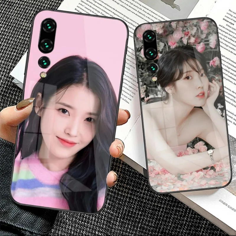 IU Lee JiEun Smart Phone Case for Huawei P50 P40 P30 P20 Pro Mate 40 30 20 Pro Nova 9 8 7 PC Glass Phone Cover Funda