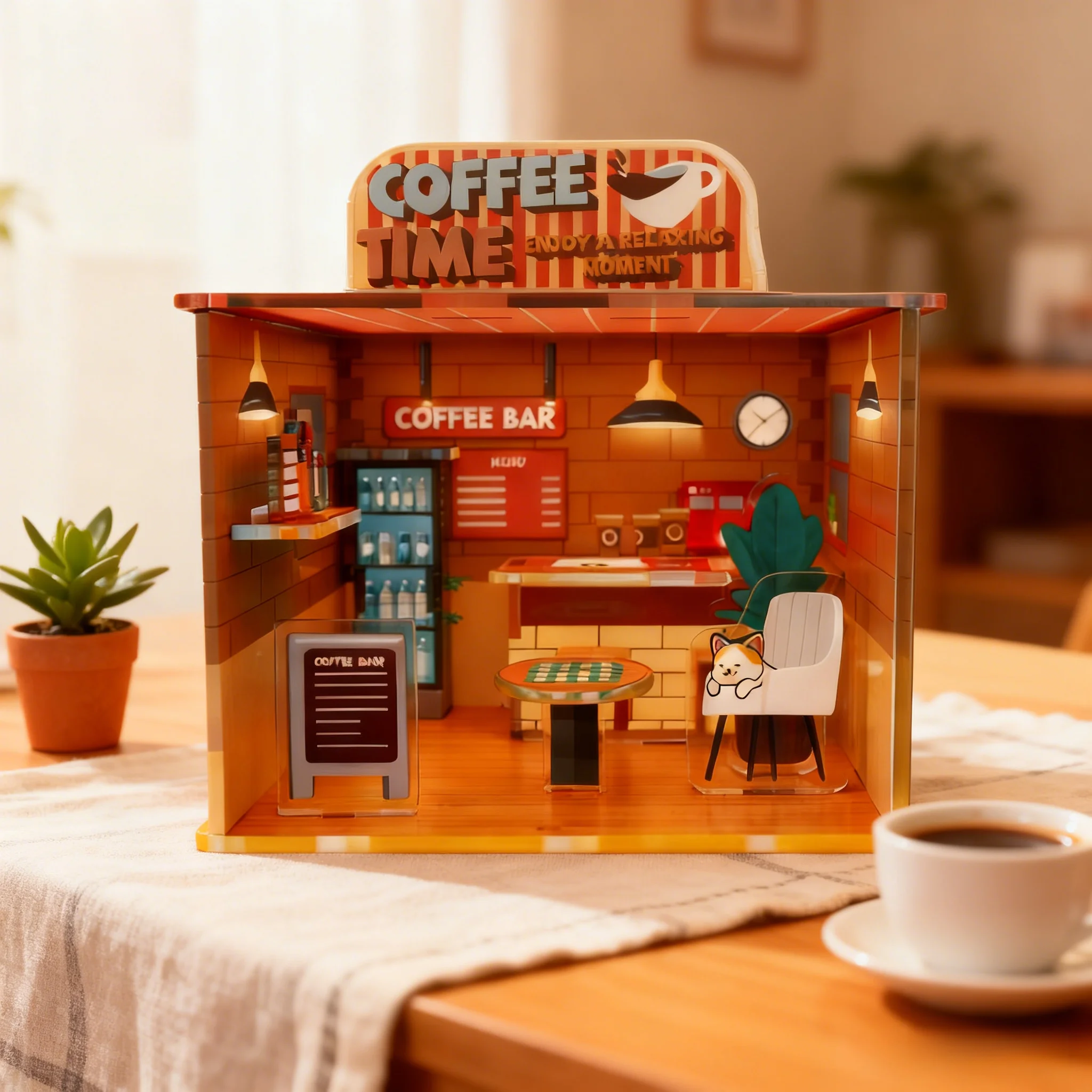 Zestawy modelarskie akrylowe Kawiarnia dla dorosłych, eleganckie puzzle 3D DIY do dekoracji biurka w domu, wyjątkowy kreatywny prezent na urodziny