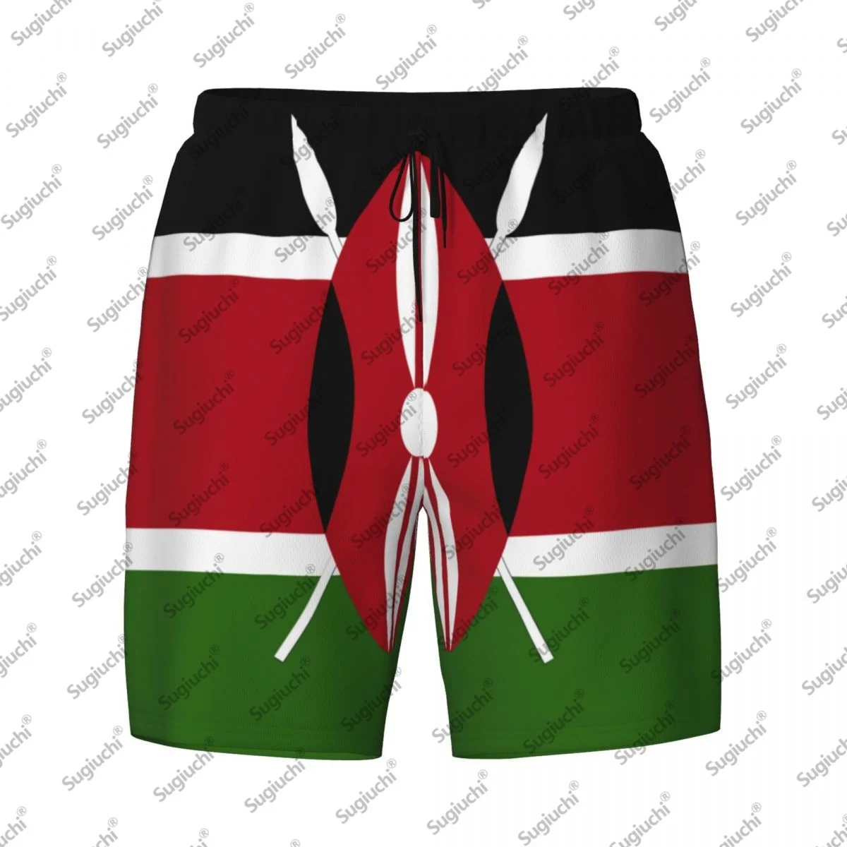 

2025 Кеня Флаг Топ с 3D принтом Мужские плавки Гавайский купальный пляж 2 в 1, быстросохнущие летние шорты для плавания с карманами