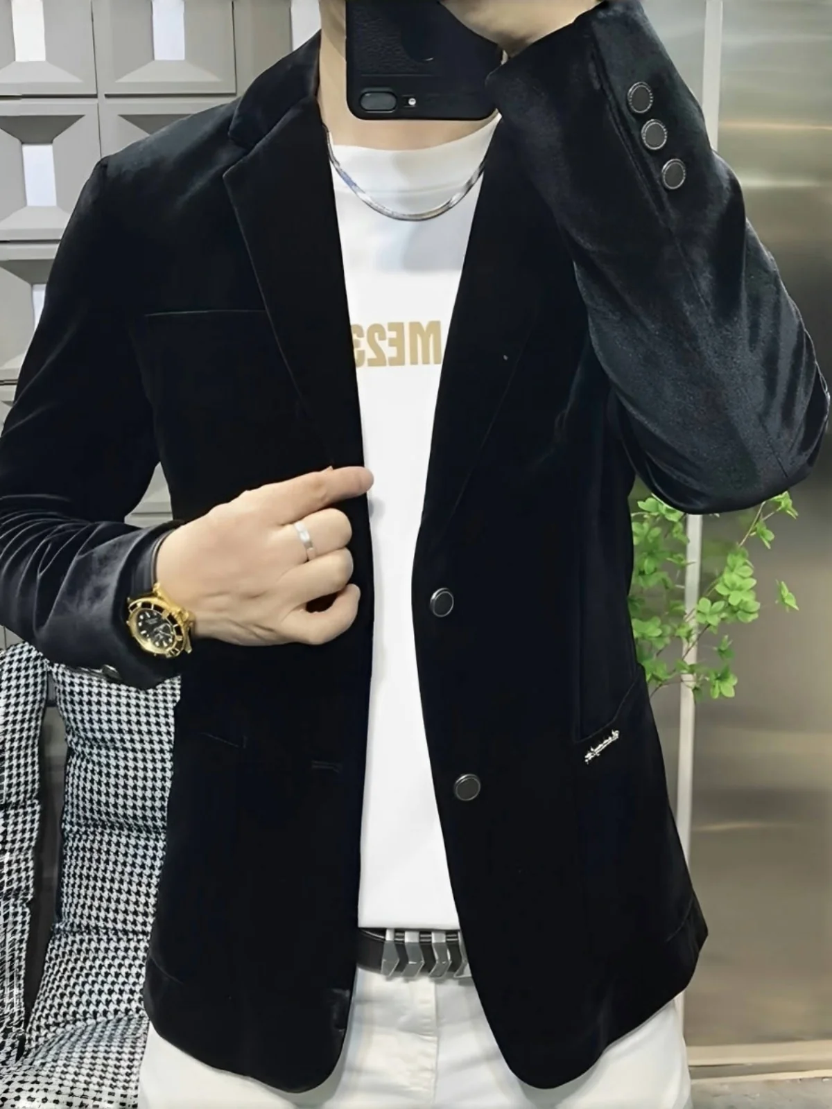 

Мужской повседневный вельветовый пиджак: модный, универсальный, осенняя новинка, элегантный, приталенный, деловой, повседневный, с длинным рукавом