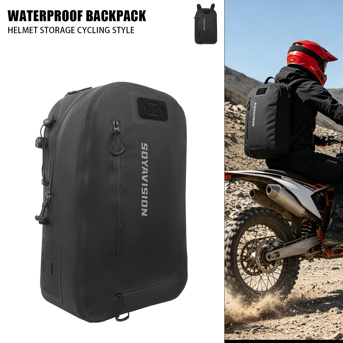 Motorcycle Backpack Helmet Bag Waterproof Magnetic Quick Release Outdoor Luggage Storage Accessories