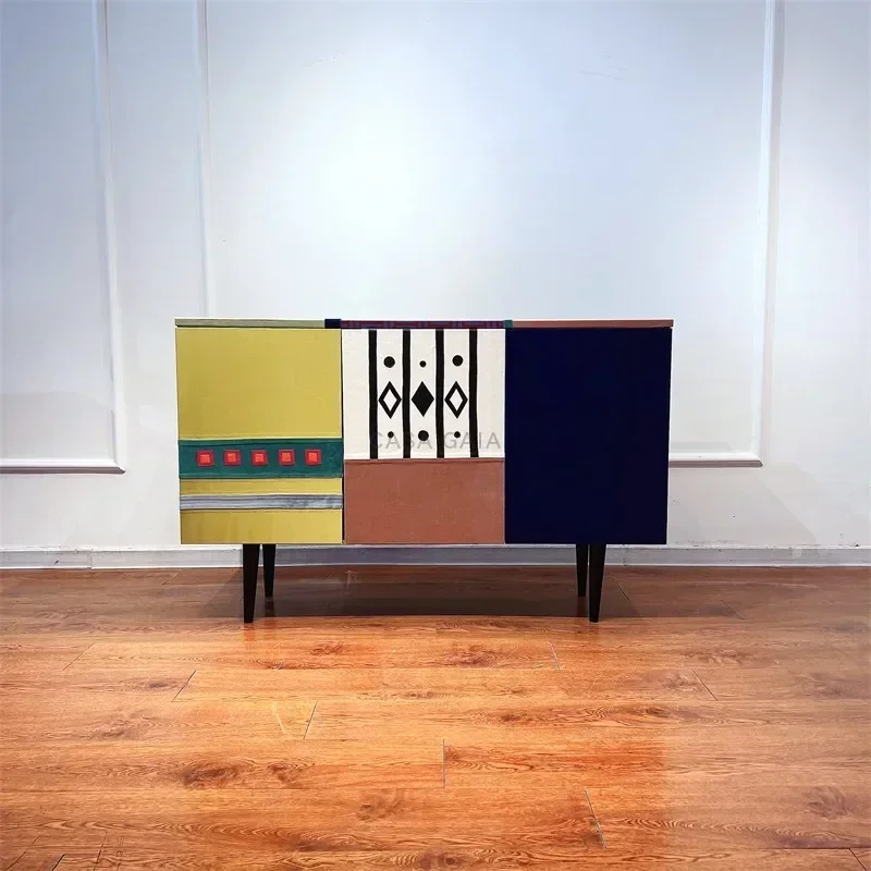 Modern simple dining side cabinet geometric shape living room entrance cabinet side cabinet