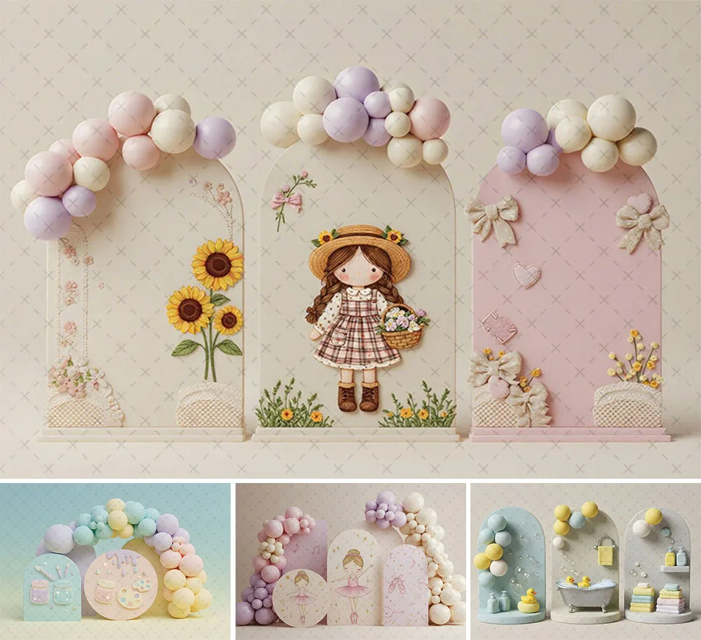 

Mehofond Photography Background Arch Wall Balloon Flowers Child Birthday Party Cake Smash Portrait Decor Backdrop Photo Studio