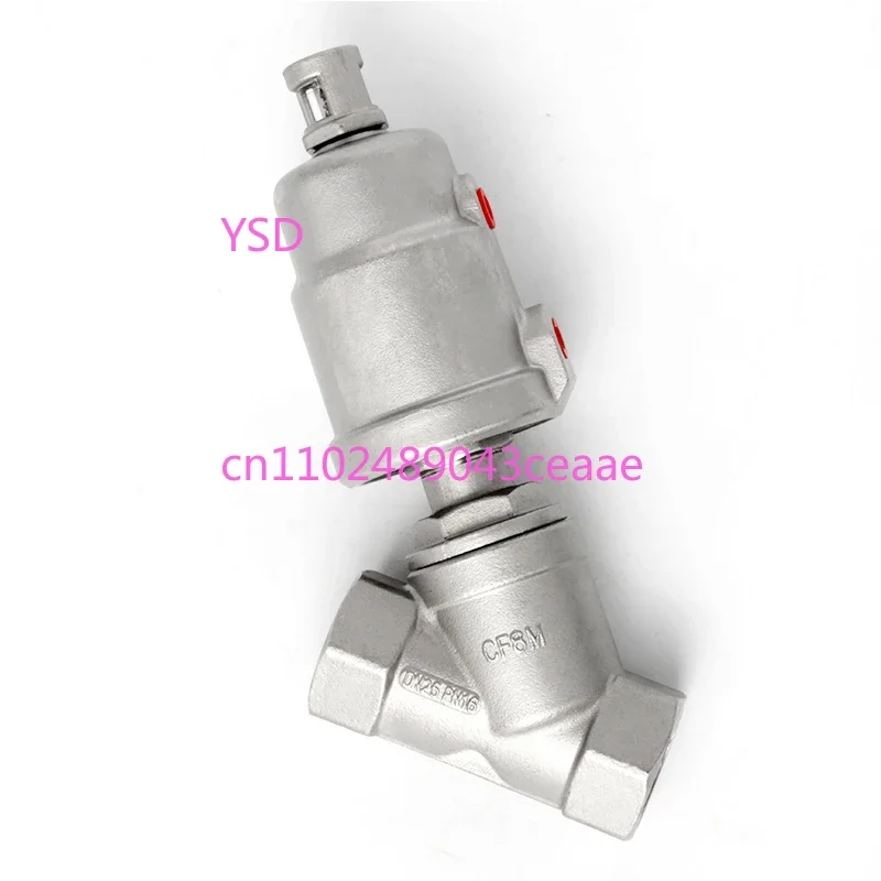 DN25 Stainless Steel Pneumatic Actuator Angle Seat Valve Pneumatic Seat Valve 16bar For Steam Gas Oil Normally Closed