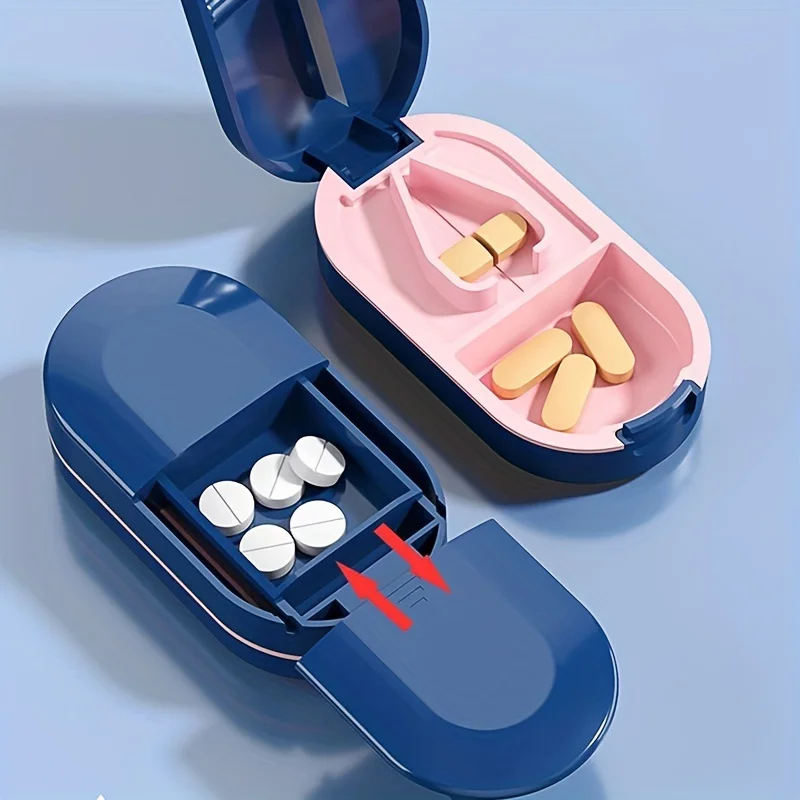 1pc Pill Cutter, For Cutting Small Or Large Pills In Half, Cuts Pills, Vitamins, Tablets, Stainless Steel Blade, Travel Sized